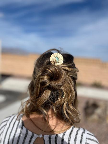 Labradorite Brass Hair Pin