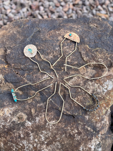 Labradorite Brass Hair Pin