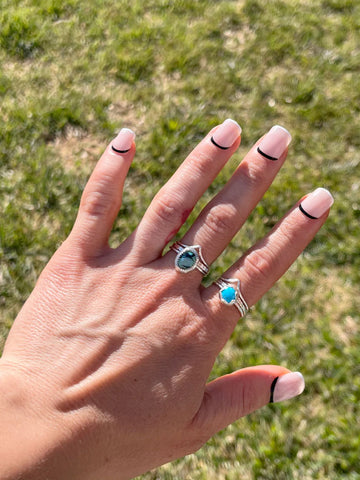 Dainty Sterling Opal Stackers