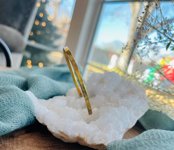 Hand stamped Brass cuff