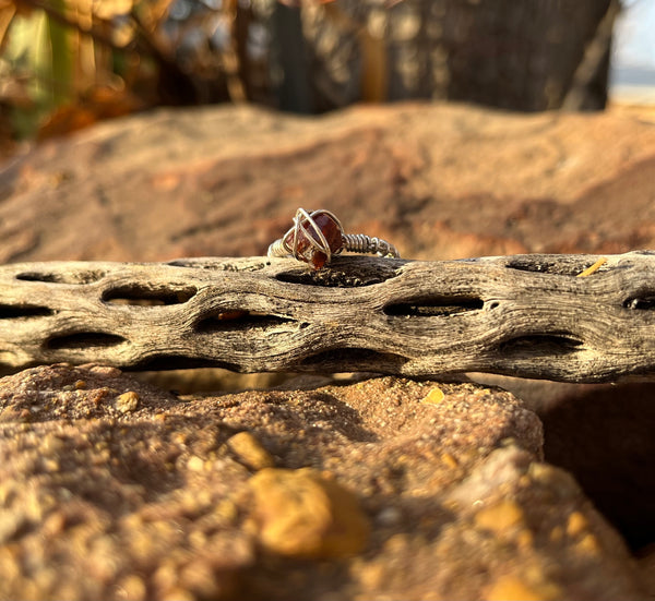 Sterling silver wire wrapped raw Garnet