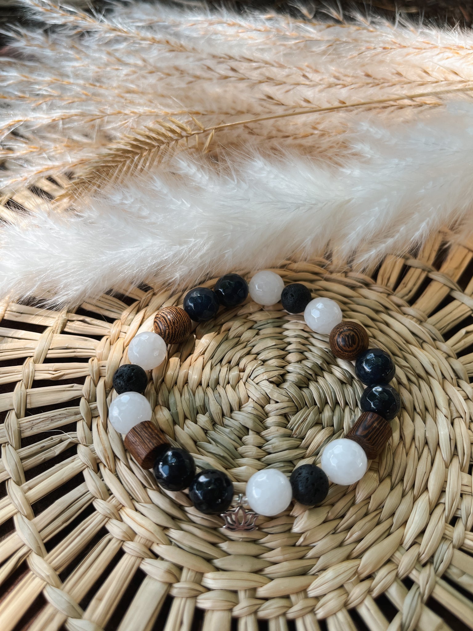 Women's Quartz, Lapis Lazuli, Wood & Lava Stone Bracelet