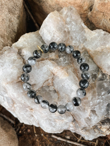 Men's Black Tourmaline Rutilated Quartz Bracelet