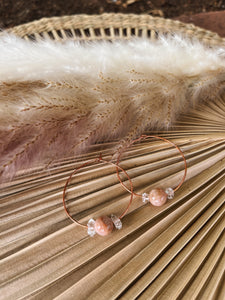 Rose Gold Hoops with Sunstone and Herkimer Diamonds