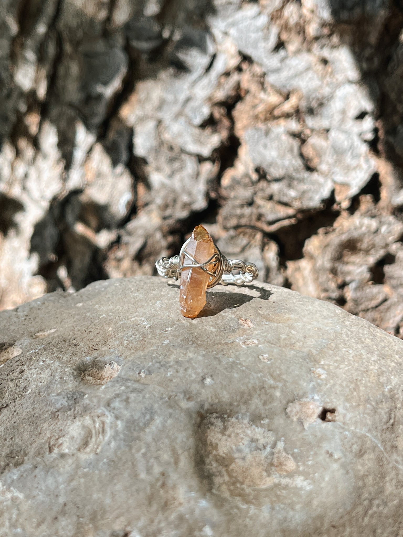 Sterling silver wire wrapped Tangerine Aura Quartz