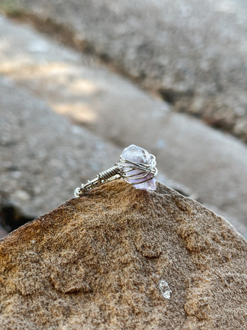 Sterling silver wire wrapped Amethyst chunk