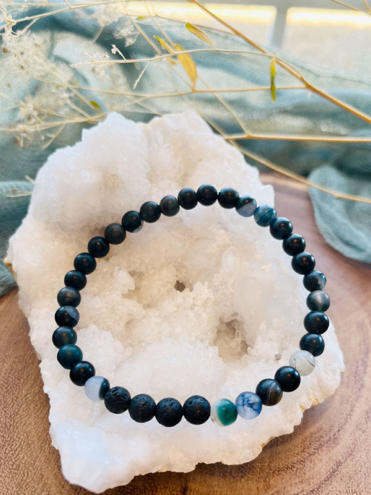 Men's Agate with Lava Stone Bracelet