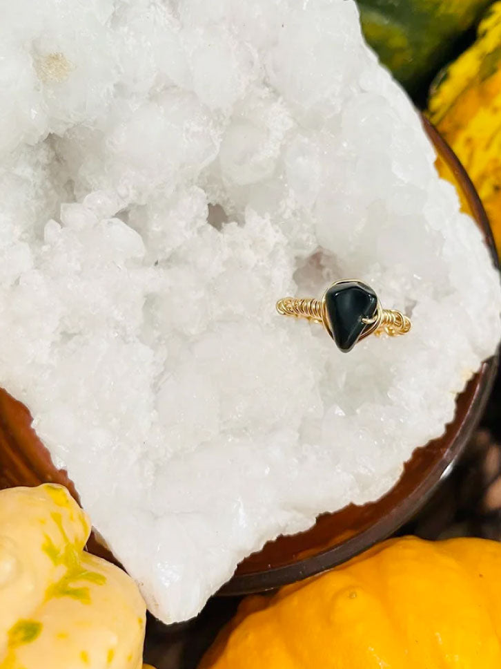 Black Obsidian 14k gold filled ring