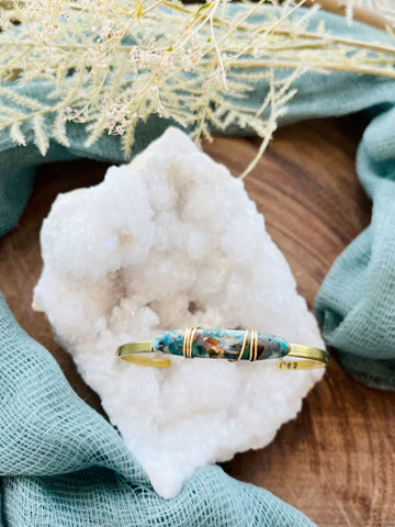 Brass and Imperial Jasper cuff