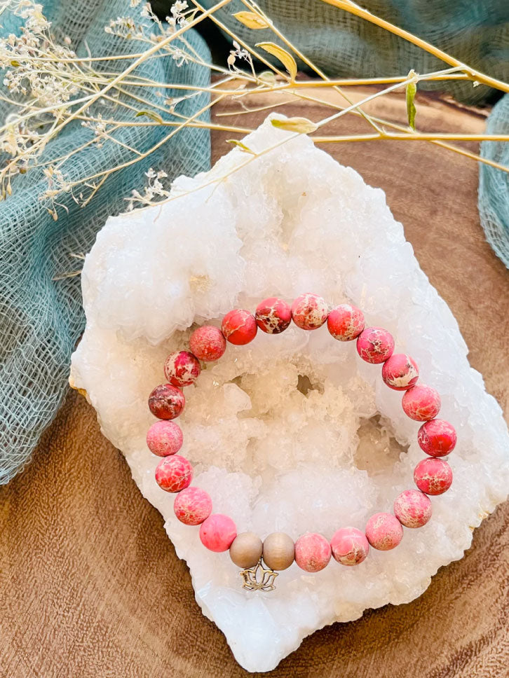 Women's Imperial Jasper & Wood Bracelet