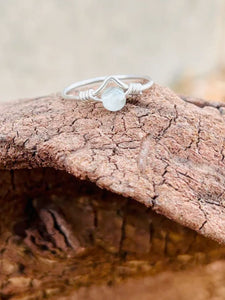 Sterling silver chevron band with Prehnite stone